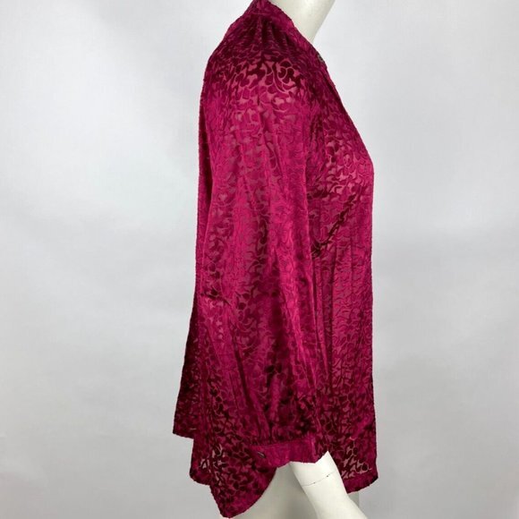 Anthropologie Velvet Burnout‎ Blouse Women M NWT Button-Up 3/4 Sleeve Tunic Top - Picture 4 of 16